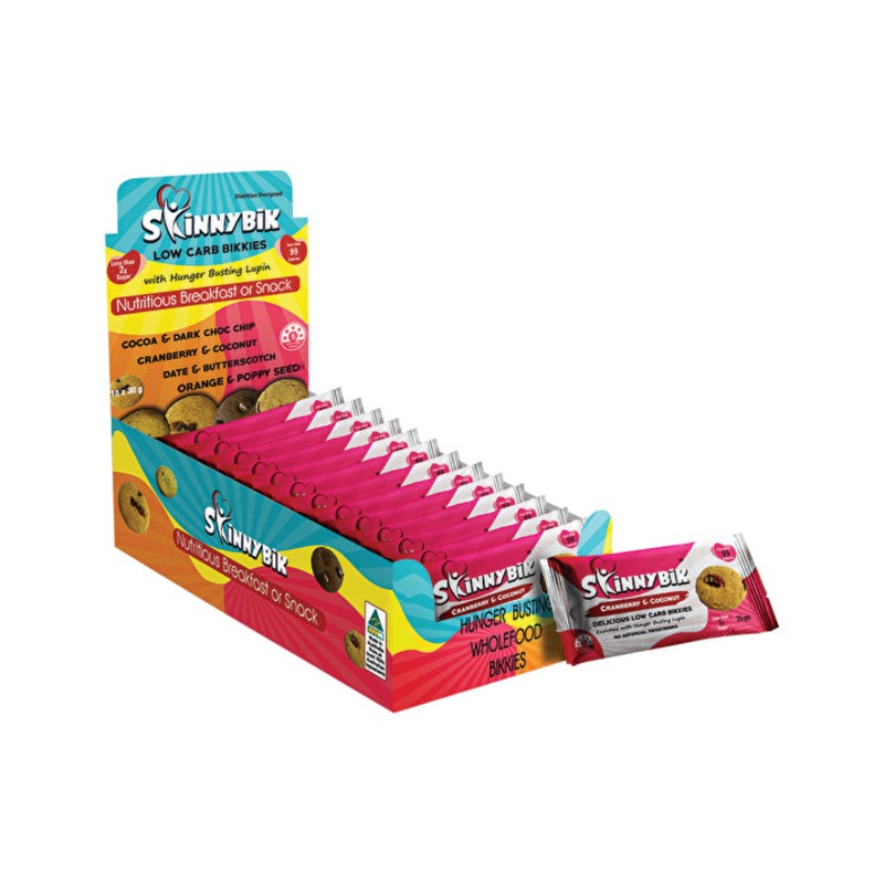 Skinnybik Biscuits Cranberry & Coconut (2 x 15g) x 18 Display