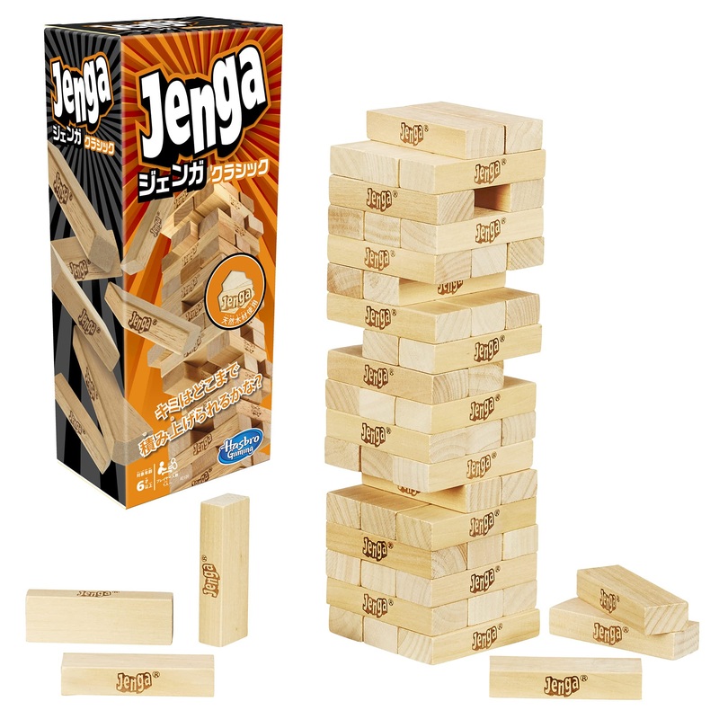 Hasbro Jenga Game – Original Natural Wood Stacking Tower for Ages 6+