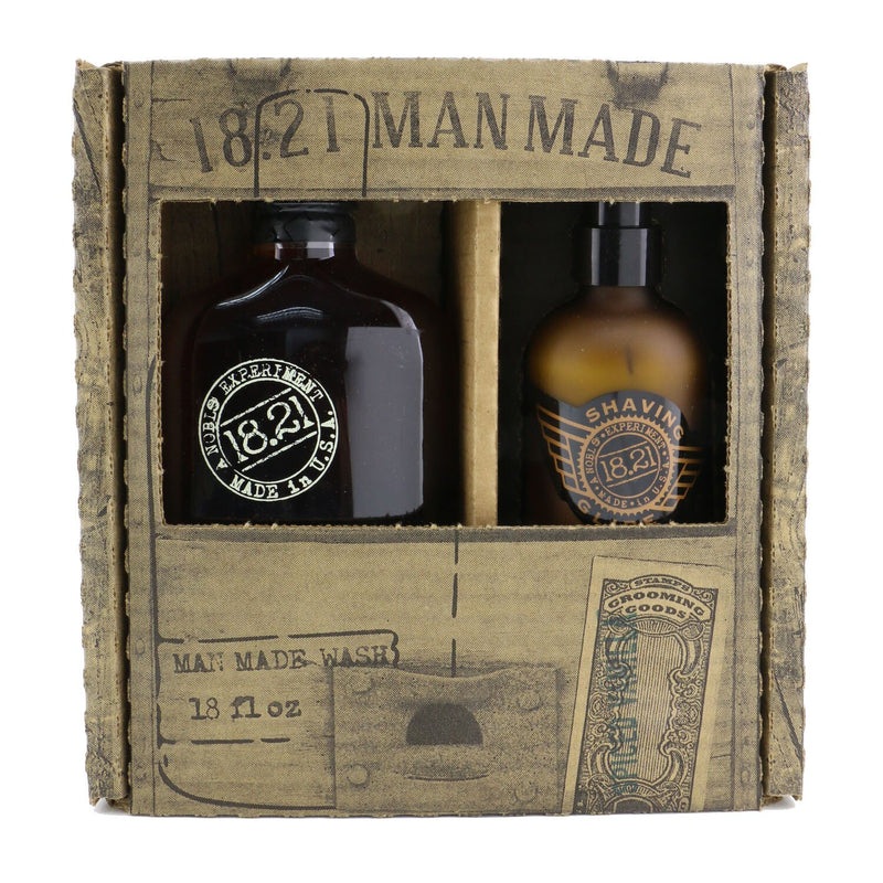 18.21 Man Made Man Made Wash & Shaving Glide Set – # Spiced Vanilla: 1x Shampoo, Conditioner & Body Wash 530ml + 1x Shaving Glide 177ml  2pcs