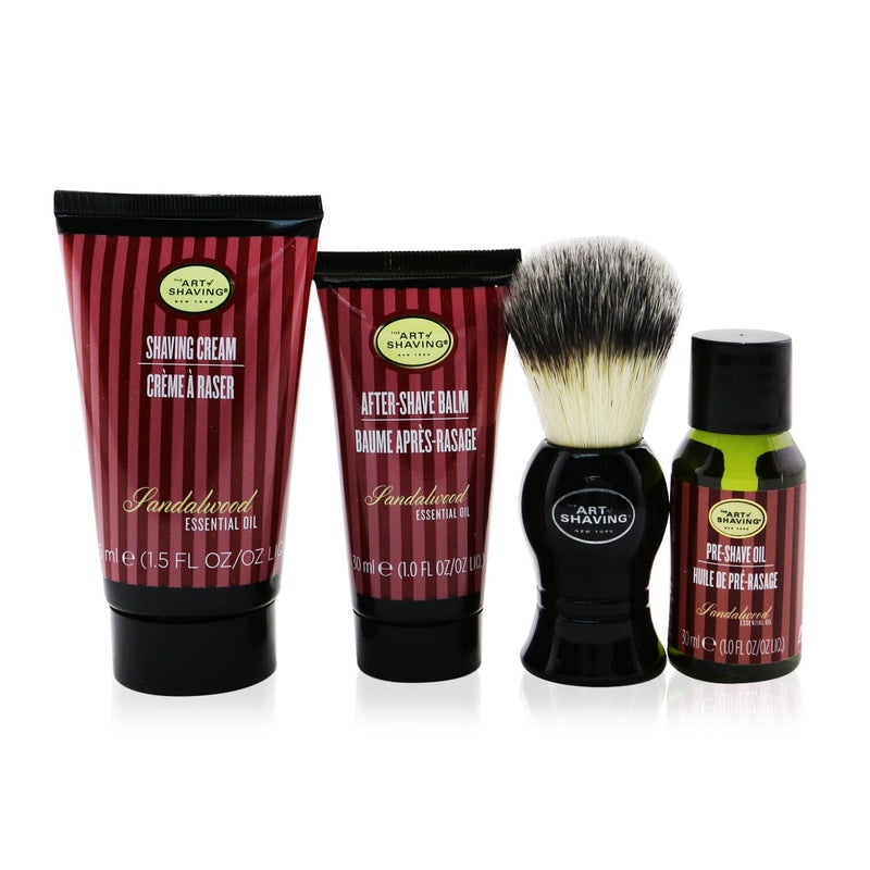 The Art Of Shaving The 4 Elements Of The Perfect Shave 4-Pieces Kit – Sandalwood: Pre-Shave Oil 30ml + Shaving Cream 45ml + After-Shave Balm 30ml + Shaving Brush  4pcs