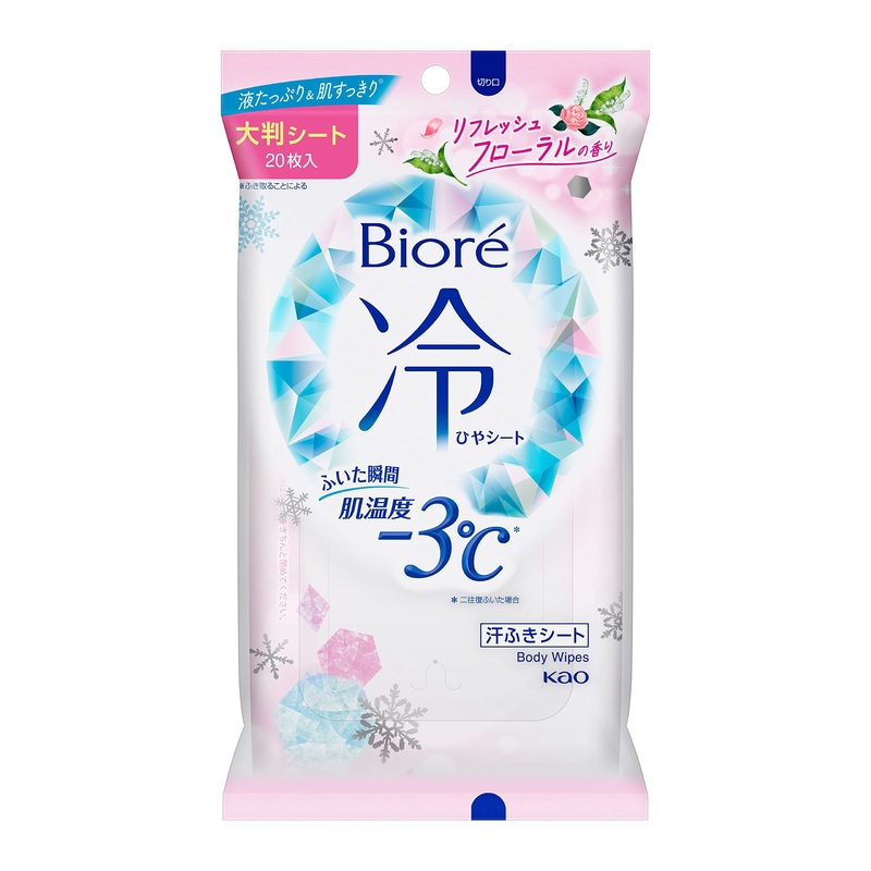 Biore Cool Sheets Floral Scent Large 20 ct – Cooling Antiperspirant Wipes