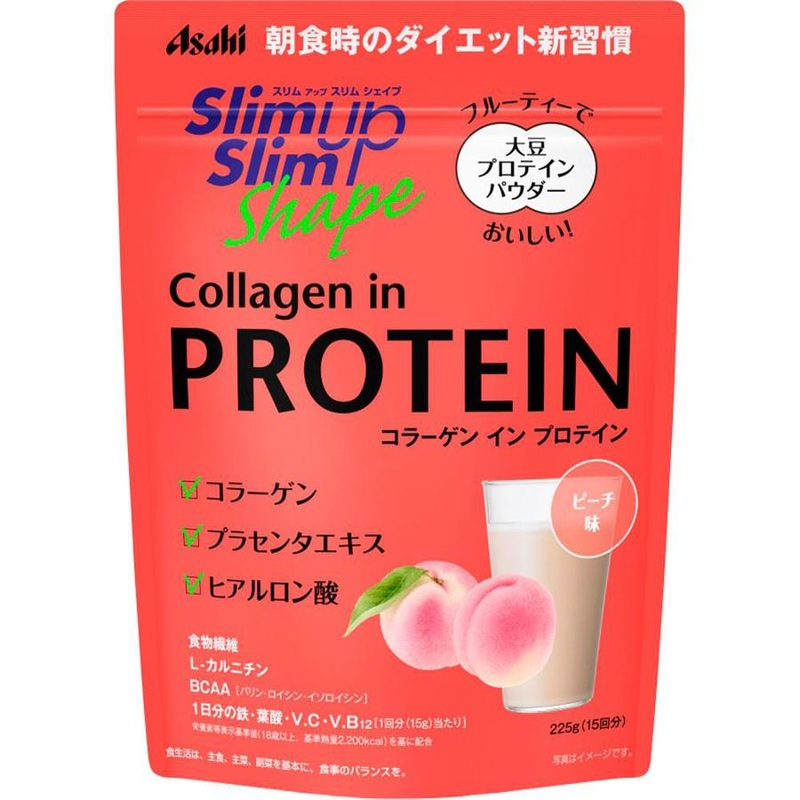 Asahi Slim Up Slim Shape Collagen In Protein Peach Flavor 225g – Japanese Diet Foods