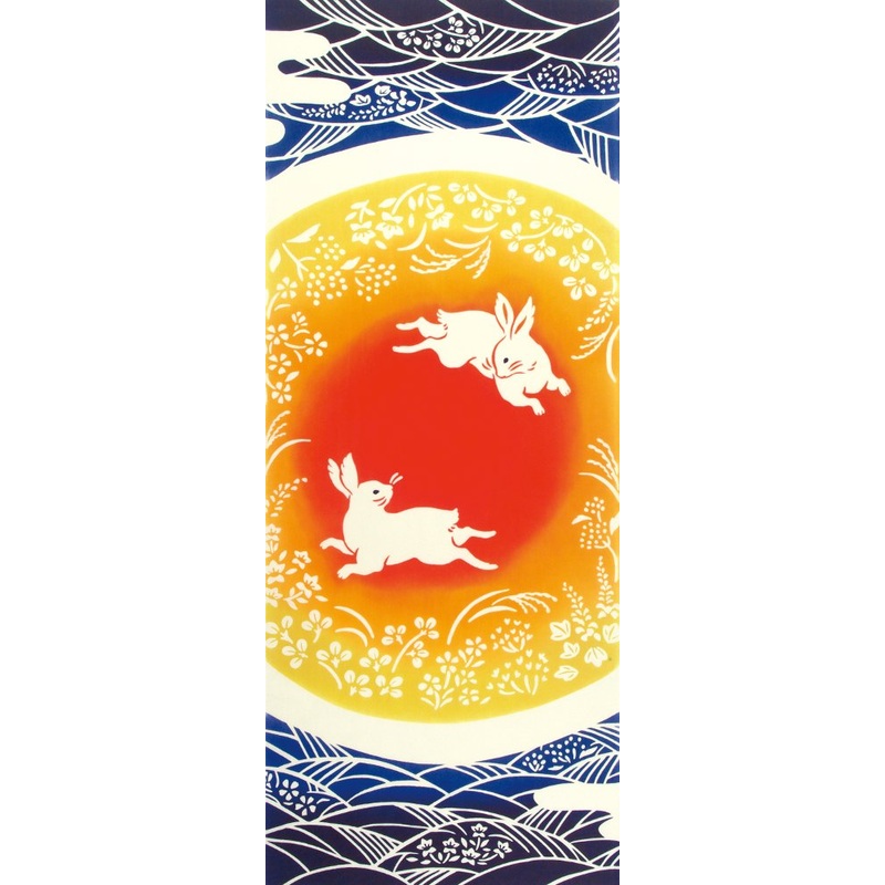 The Countryside Kenema Tenugui Moonlit Guardian Hand Dyed Japanese Cloth