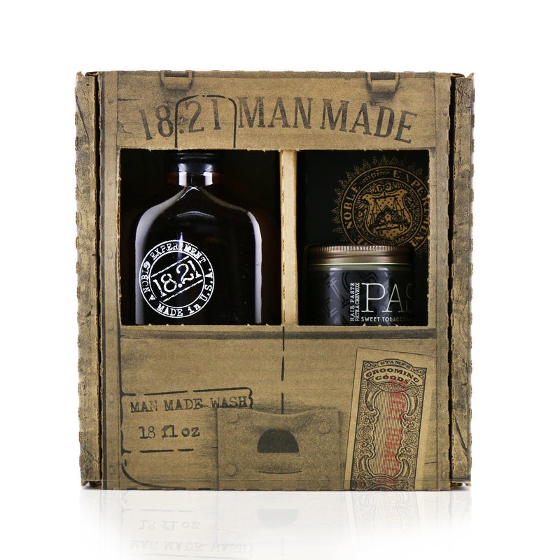 18.21 Man Made Man Made Wash & Paste Set – # Sweet Tobacco: 1x Shampoo, Conditioner & Body Wash 530ml + 1x Hair Paste 56.7g  2pcs