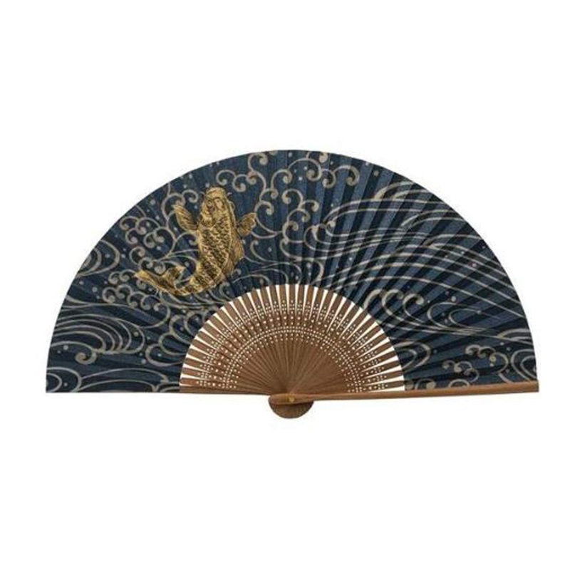 Yamani Golden Carp Koi Fish Design Japanese Folding Fan 21.5Cm Sensu