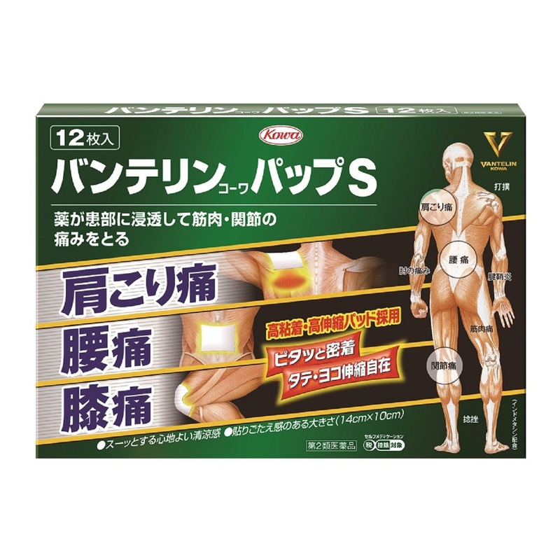 Vantelin Kowa Pap S 12 Pieces | Effective Class 2 OTC Pain Relief Patches