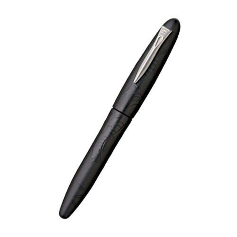 Charcoal Powder Taka-Makie Platinum Izumo Fountain Pen Medium Letter Jet Black Bamboo Forest Tiger Illustration