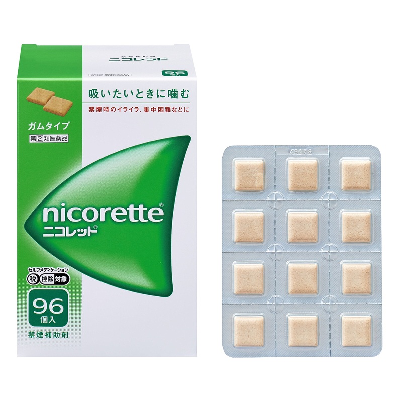 Alinamin Nicorette Nicotine Gum 96 Pieces Stop Smoking Aid