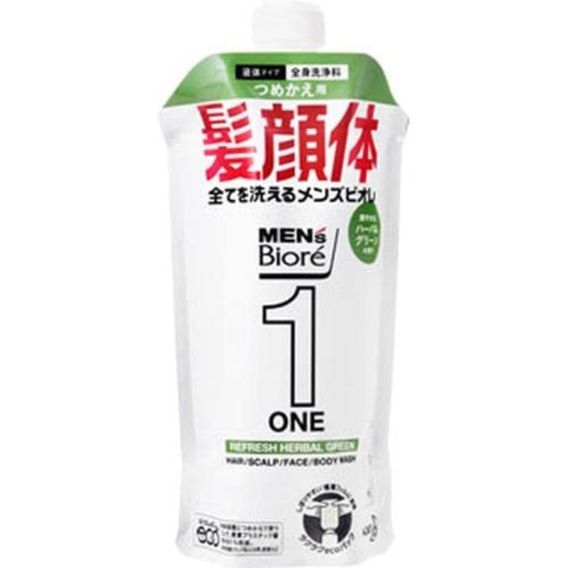 Biore Men’s All-In-One Body Cleanser Refreshing Herbal Green 340ml Refill