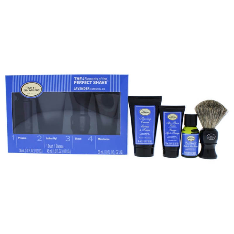 The Art of Shaving The 4 Elements of The Perfect Shave Kit – Lavender by The Art of Shaving for Men – 4 Pc Kit 1oz Pre-Shave Oil, 1.5oz Shaving Cream, Shaving Brush, 1oz After-Shave Balm