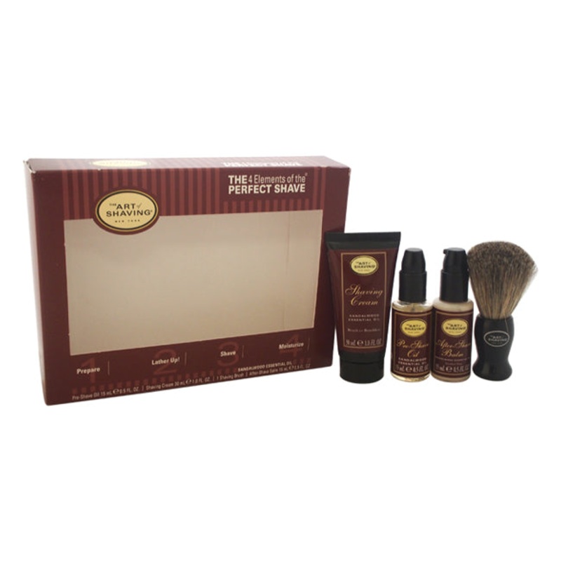 The Art of Shaving The 4 Elements of The Perfect Shave Starter Kit – Sandalwood by The Art of Shaving for Men – 4 Pc Kit 0.5oz Pre-Shave Oil, 1.0oz Shaving Cream, 0.5oz After-Shave Balm, Shaving Brush