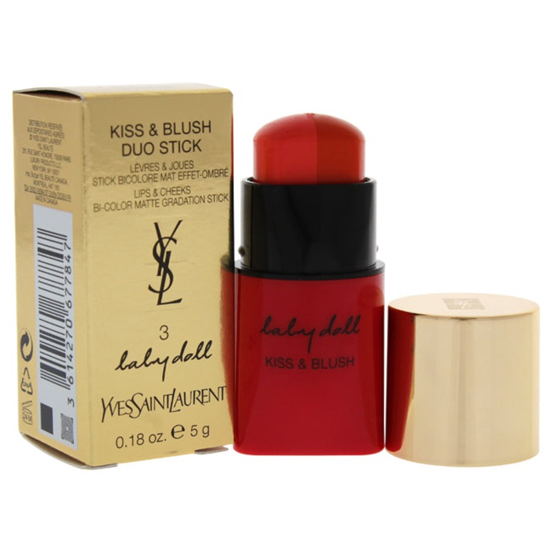 Yves Saint Laurent Baby Doll Kiss and Blush Duo Stick – 3 From Cute to Devilish by Yves Saint Laurent for Women – 0.18 oz Balm